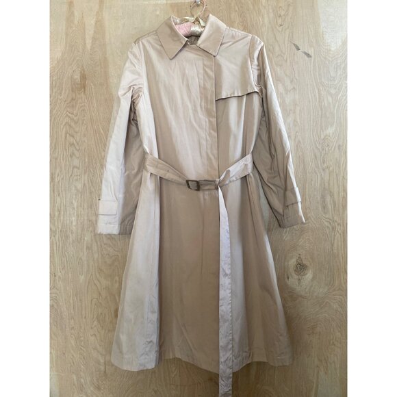Vintage Aquascutum Trench Coat Tan Silk Blend Made in Japan Size 11 - Picture 1 of 13
